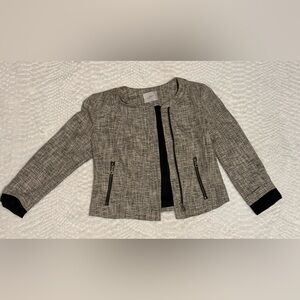 LOFT Women's Black and White Textured Blazer